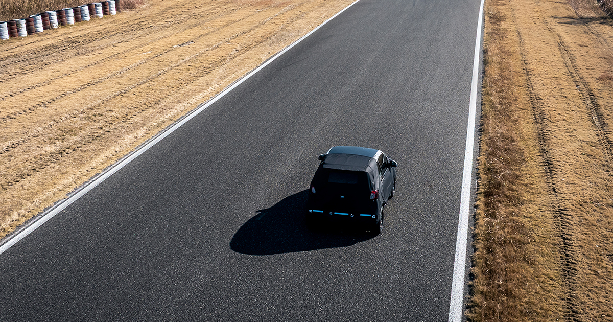 Rear angle of the Smart #2 in testing